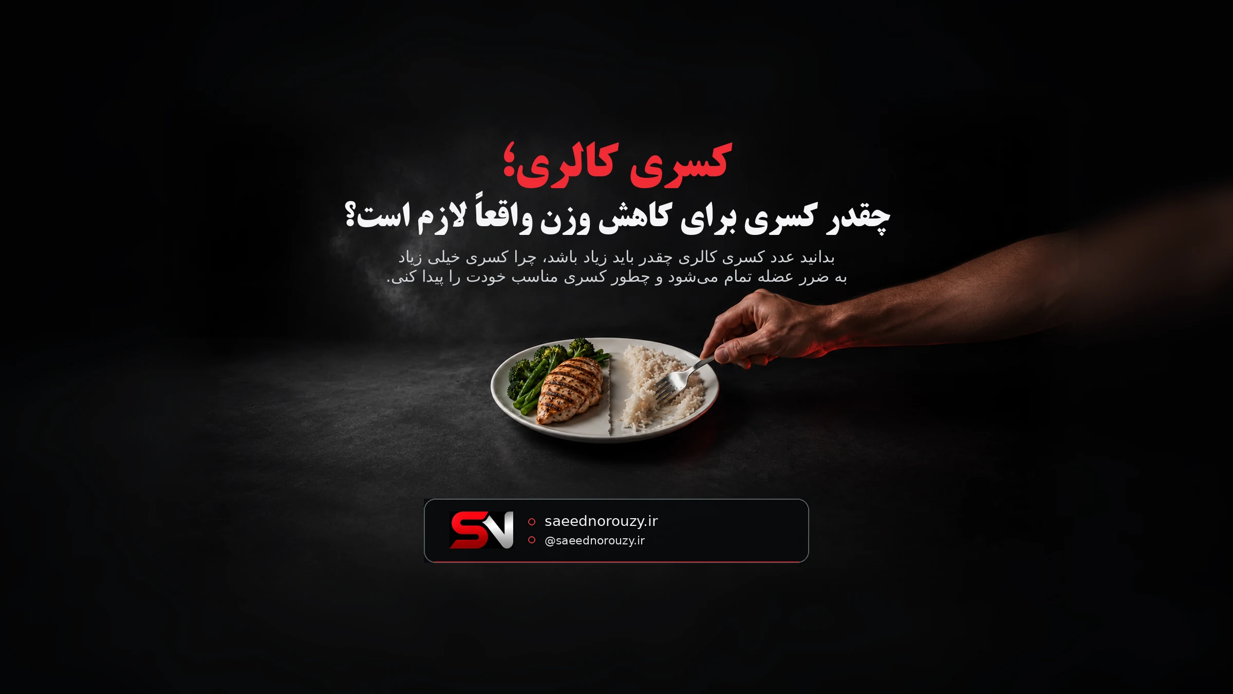 دست ورزشکار در حال کنار گذاشتن نیمی از بشقاب برنج و تمرکز روی سینهٔ مرغ و سبزی باقیمانده